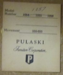 Pulaski clock number is 1057  and serial  1015